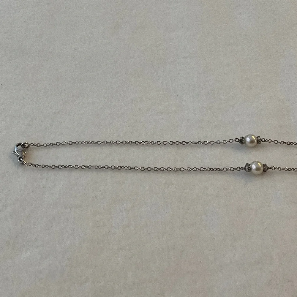 Diamond & Pearl Station 18k White Gold Necklace